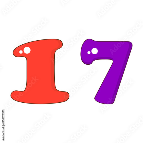 Number 17 Colorful Symbol