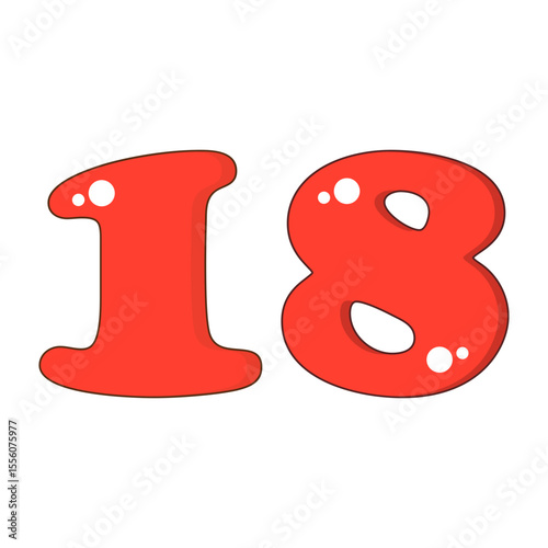 Number 18 Colorful Symbol
