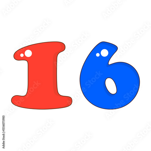Number 16 Colorful Symbol