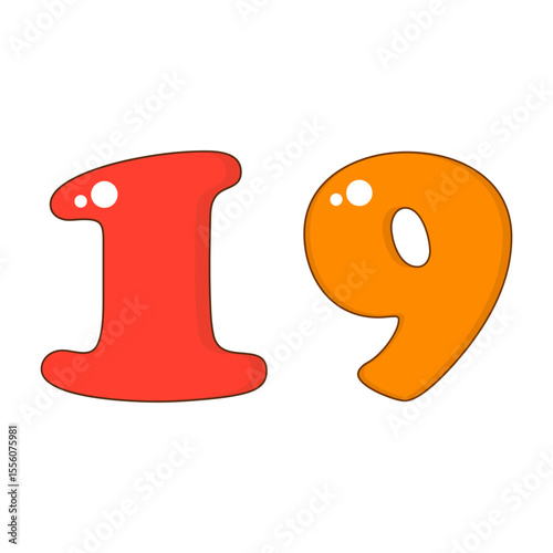 Number 19 Colorful Symbol