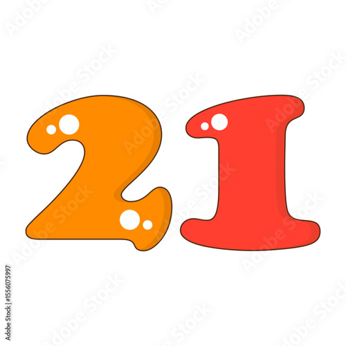 Number 21 Colorful Symbol