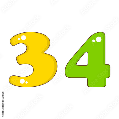 Number 34 Colorful Symbol