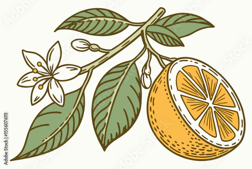 High quality vector illustration of a bergamot orange fruit with vibrant colors