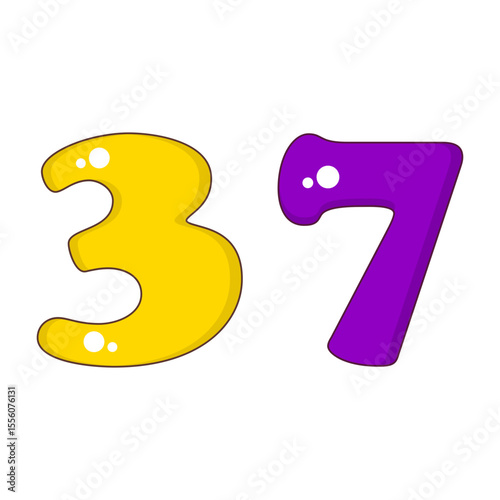 Number 37 Colorful Symbol