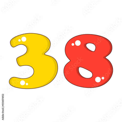 Number 38 Colorful Symbol