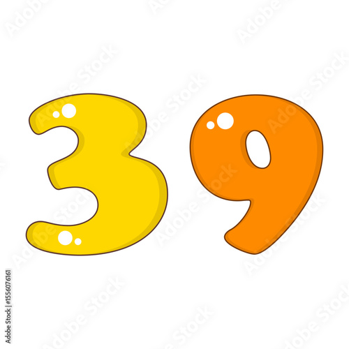 Number 39 Colorful Symbol