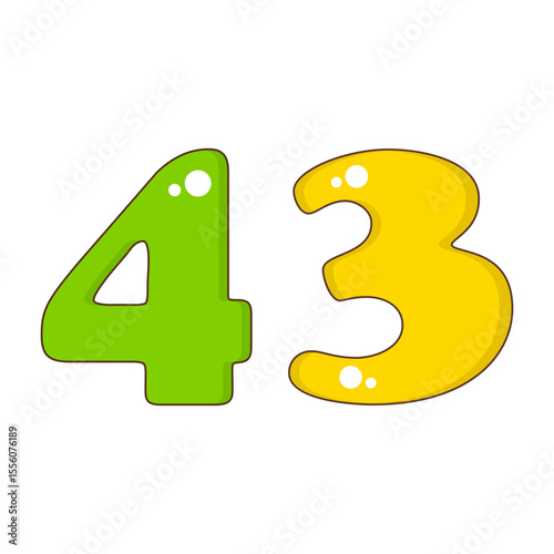 Number 43 Colorful Symbol