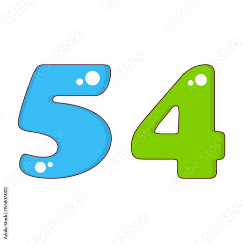 Number 54 Colorful Symbol