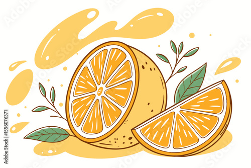 High Quality Vector Illustration of Sliced Orange