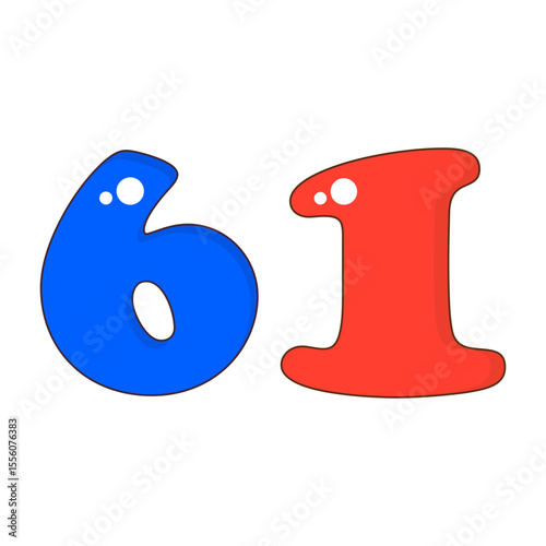Number 61 Colorful Symbol