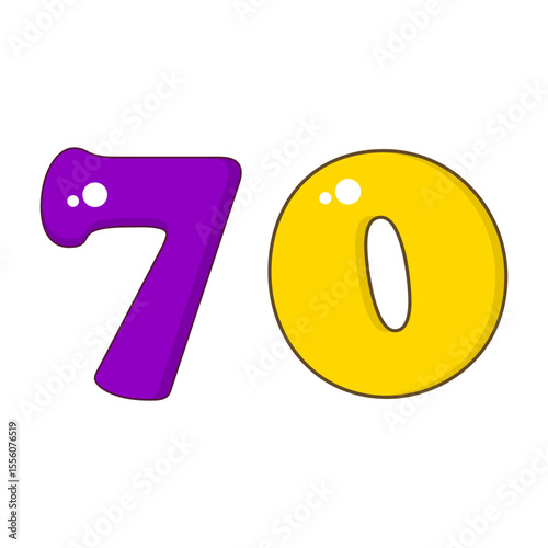 Number 70 Colorful Symbol