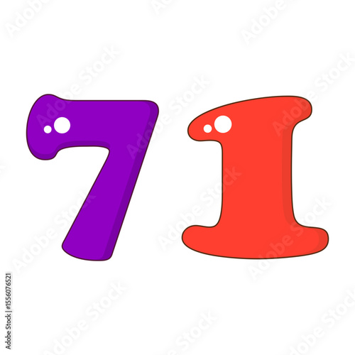 Number 71 Colorful Symbol