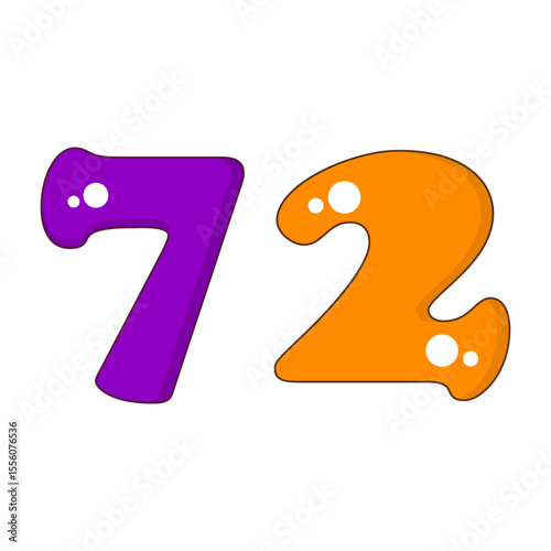 Number 72 Colorful Symbol
