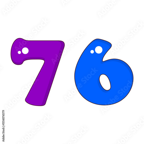 Number 76 Colorful Symbol