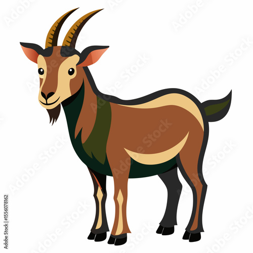 funny goat cartoon vector illustration, animal, isolated on white background