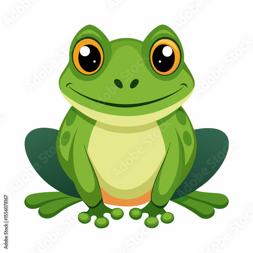 funny frog cartoon vector illustration, animal, isolated on white background