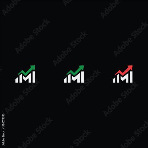 Abstract financial charts and graphs depicting market growth and decline on black background