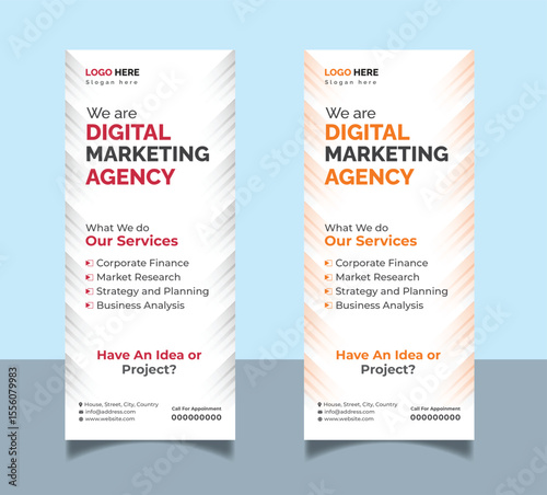Modern Digital Marketing Agency Roll Up Banner Design with Sleek Graphics and Clear Call to Action for Business Promotion