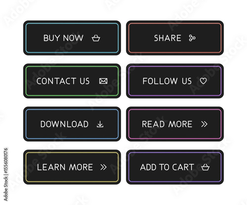 Colorful CTA button set.