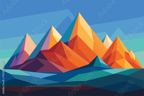 Low Poly Landscape Colorful Mountains Vector Art for Digital Design and Illustration