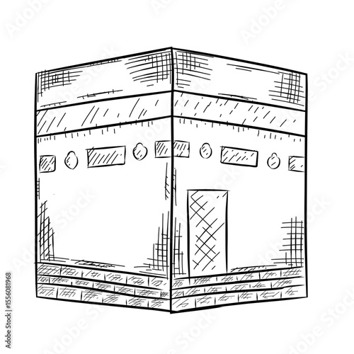 Kaaba vector sketch line art hand drawn illustration 