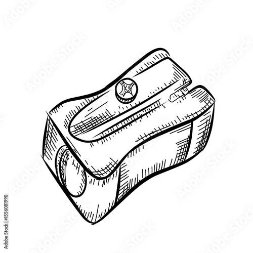 Pencil sharpener vector sketch line art hand drawn illustration 