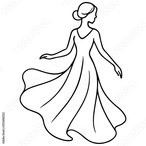 sketch of a girl in a dress