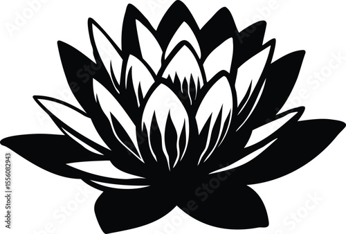 Intricate Black and White Lotus Flower Illustration for Nature and Zen Art