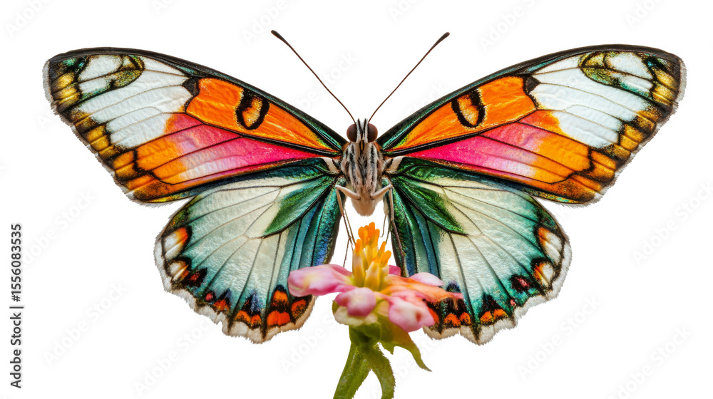 Fototapeta premium Vibrant monarch butterfly alighting on flower nature setting macro photography close-up view beauty of wildlife