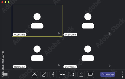 Video conference user interface, video conference calls window overlay.