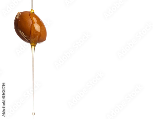 Golden argan oil flows