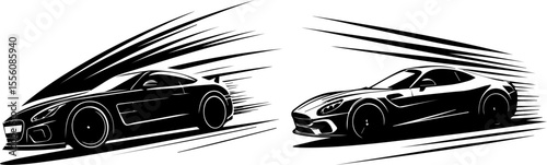 Dynamic Vector Illustration of a High-Speed Sports Car with Motion Lines - Racing and Automotive