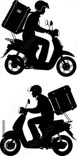 Food Delivery Driver on Scooter - Courier Service Silhouette