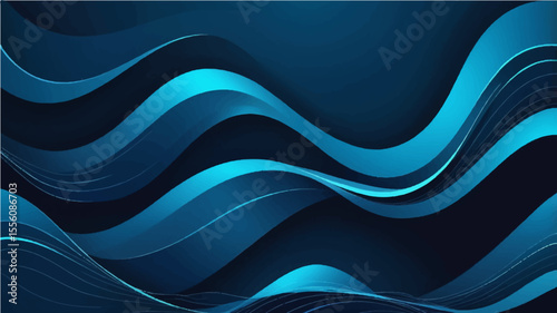 Abstract blue wave background with flowing lines and curves, a modern design for wallpaper and web