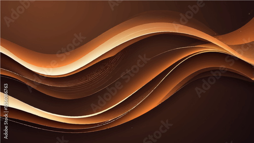 Smooth abstract brown background with flowing waves and curved lines in artistic style