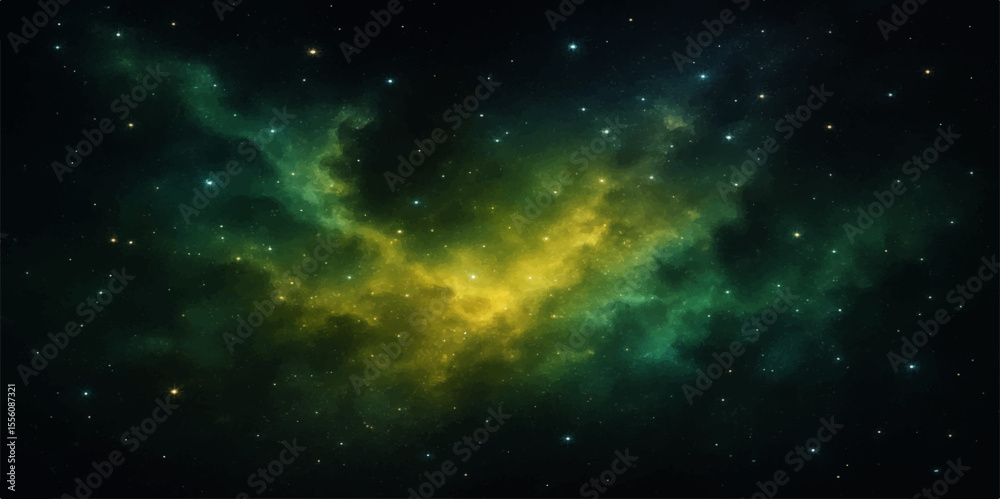 Fototapeta premium Abstract deep space background with bright stars and a blue nebula