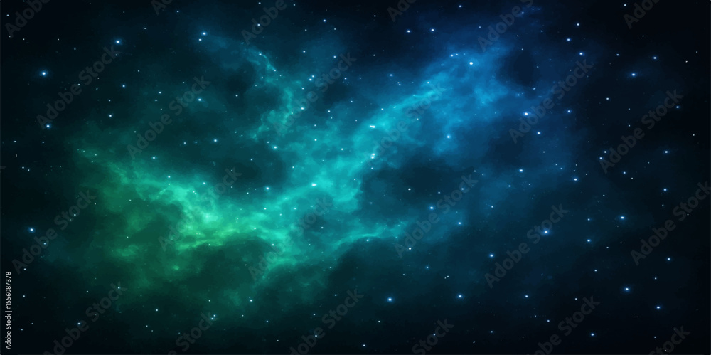 Fototapeta premium Abstract deep outer space galaxy background loop with bright blue stars and cosmic nebula light