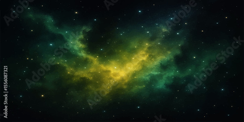 Abstract deep space background with bright stars and a blue nebula