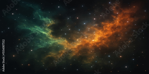 Abstract cosmic galaxy background with bright stars and blue nebula clouds