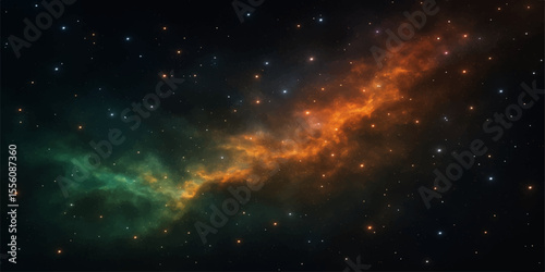 Abstract outer space with bright stars, a galaxy, and deep blue nebula creates a fantasy dark sky wallpaper