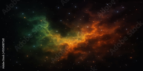 Abstract starry space background featuring a bright blue nebula in the dark cosmos