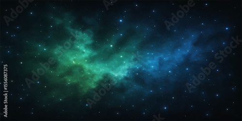 Abstract blue starry space nebula with bright cosmic light