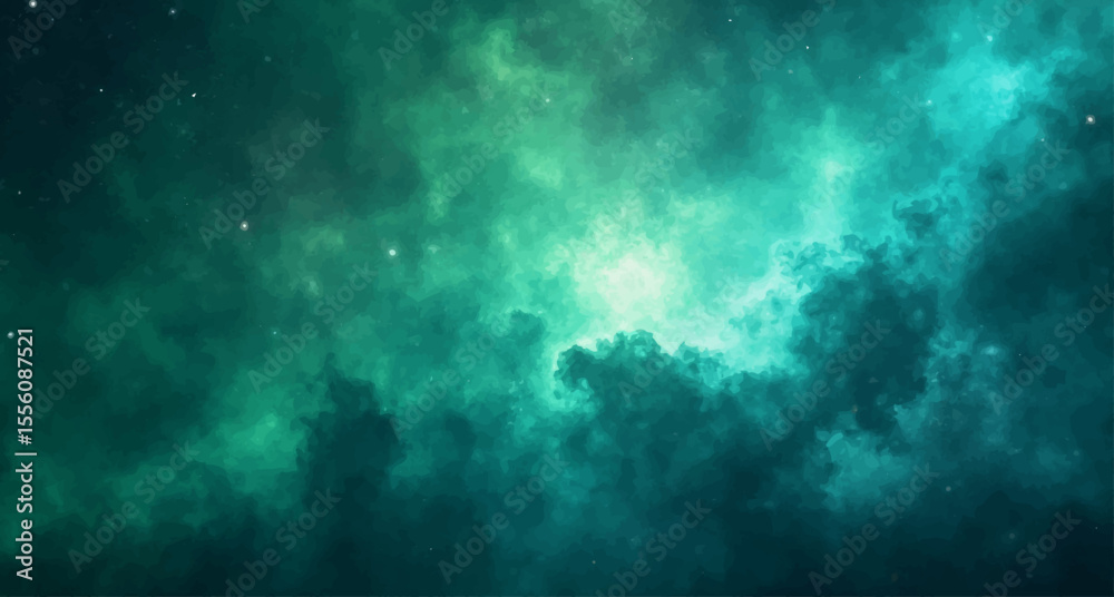 Fototapeta premium Abstract starry blue sky with dark clouds and light, a cosmic night nature background
