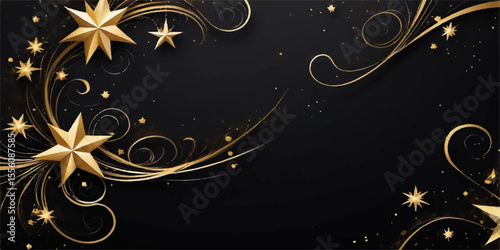 Golden floral background with ornate decorative elements and vintage design