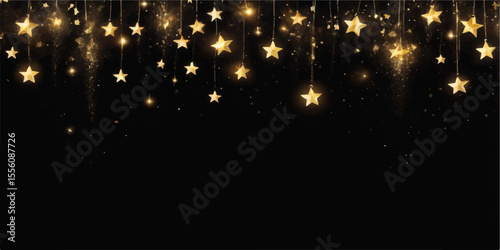 Sparkling gold and bright stars illuminate a magical Christmas night celebration