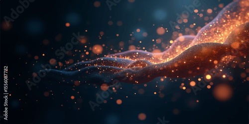 Glowing Christmas tree lights with stars and space background design