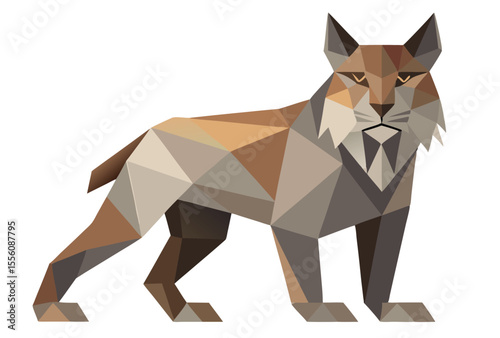 Lynx Cat Low Poly Vector, Geometric Polygonal Animal Illustration for Modern Design