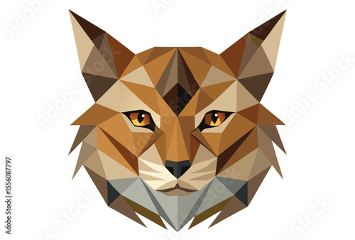 Low Poly Lynx Cat Head Vector Art, Polygonal Geometric Wild Animal Icon Illustration