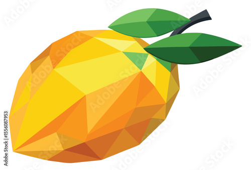 Mango Low Poly Vector, Geometric Polygon Fruit Icon, Tropical Fruit Clipart Illustration