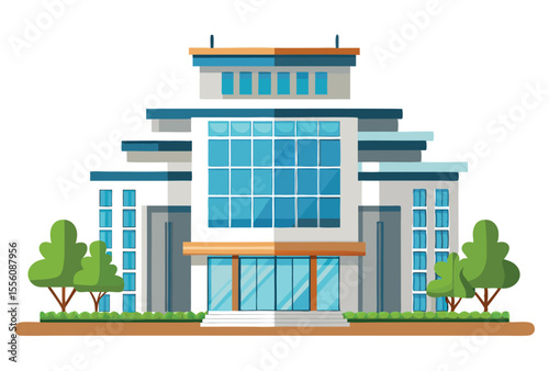 Modern Flat Style Building Vector Illustration for Architecture Design and Urban Planning